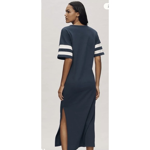 NWOT Anthropologie Daily Practice Graphic T-shirt Midi Dress Navy/White XS - Picture 3 of 10